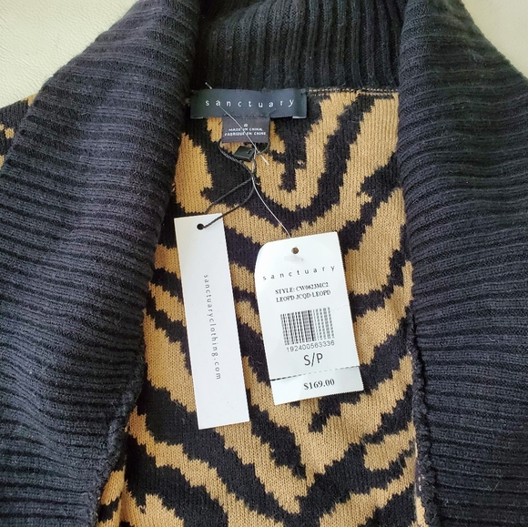 NWT Sanctuary black and tan animal print cardigan - Picture 3 of 6